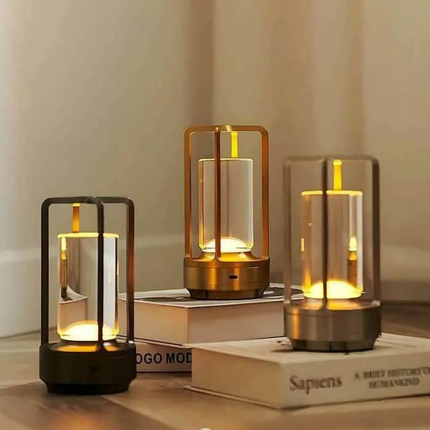 Vintage LED Table Lamp – Rechargeable, Dimmable Retro Design with Warm White Light