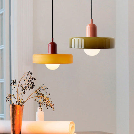 Modern Art Deco Glass Pendant Light – Colorful Halo Ceiling Lamp 9.8"–13.8" Diameter