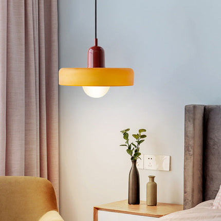 Modern Art Deco Glass Pendant Light – Colorful Halo Ceiling Lamp 9.8"–13.8" Diameter