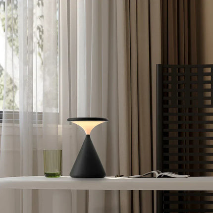 Wireless Hourglass LED Table Lamp – Modern USB-Rechargeable Ambient Light for Bedroom & Living Room