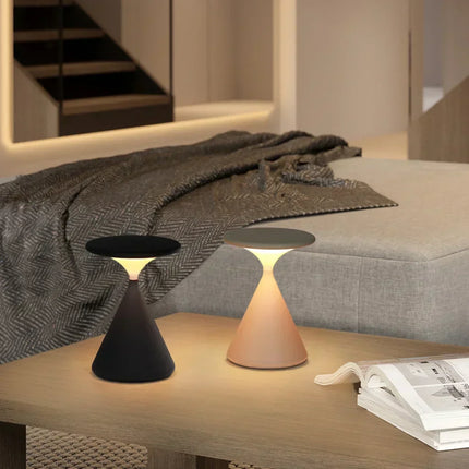 Wireless Hourglass LED Table Lamp – Modern USB-Rechargeable Ambient Light for Bedroom & Living Room