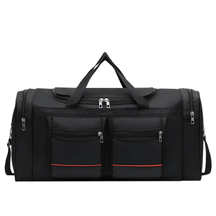 60L Waterproof Sports Duffel Bag with Shoulder Strap – Large Capacity Travel & Gym Bag – Black/Blue or Black/Red