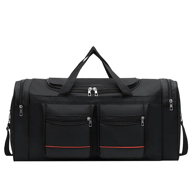 60L Waterproof Sports Duffel Bag with Shoulder Strap – Large Capacity Travel & Gym Bag – Black/Blue or Black/Red