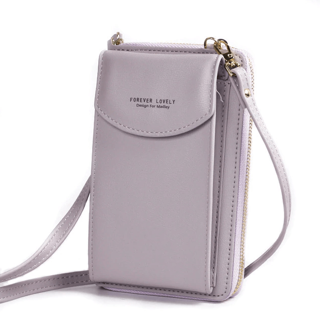 Compact PU Leather Crossbody Bag for Women – Adjustable Strap, Multiple Pockets, Gold Accents