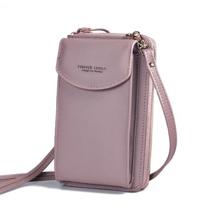Compact PU Leather Crossbody Bag for Women – Adjustable Strap, Multiple Pockets, Gold Accents