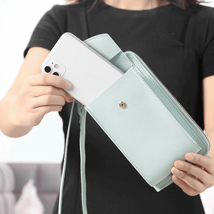 Compact PU Leather Crossbody Bag for Women – Adjustable Strap, Multiple Pockets, Gold Accents