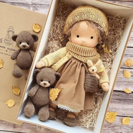 Handmade Fabric Doll – Cute Plush Toy with Accessories for Kids and Collectors