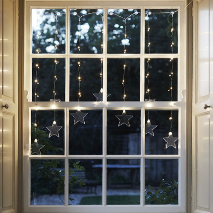 Star-Shaped LED Christmas Window Lights – 258 Warm White LEDs with Timer & 16.4 ft Cord