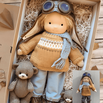 Handmade Fabric Doll – Cute Plush Toy with Accessories for Kids and Collectors
