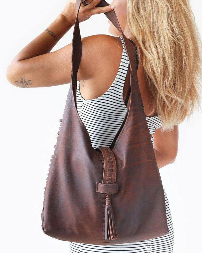 Brown Genuine Leather Shoulder Bag for Women – Spacious & Durable Everyday Handbag