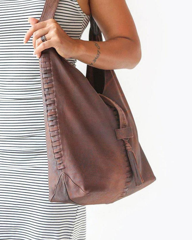 Brown Genuine Leather Shoulder Bag for Women – Spacious & Durable Everyday Handbag