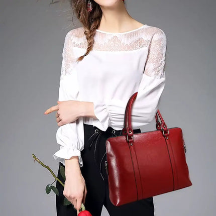 14-Inch Leather Laptop Bag for Women – Elegant, Durable & Water-Resistant