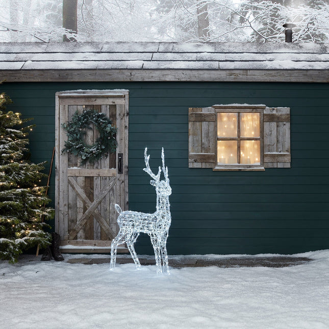 Outdoor LED Reindeer Christmas Decoration 47" – 240 Warm White Lights with Timer for Indoor & Outdoor Display