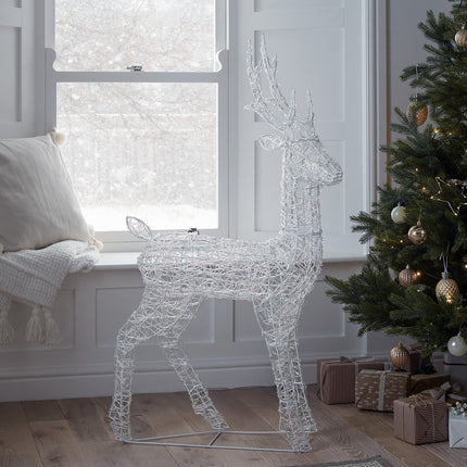 Outdoor LED Reindeer Christmas Decoration 47" – 240 Warm White Lights with Timer for Indoor & Outdoor Display