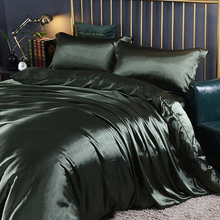 Luxury Silk Satin 4-Piece Bedding Set – Hypoallergenic, Cooling, and Ultra-Soft for Queen & King Beds