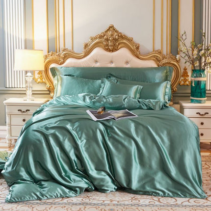 Luxury Silk Satin 4-Piece Bedding Set – Hypoallergenic, Cooling, and Ultra-Soft for Queen & King Beds