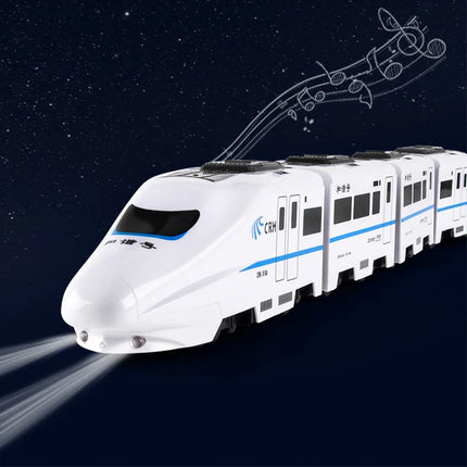 Self-Driving Toy Train – White Electric Train for Kids with Lights & Sounds