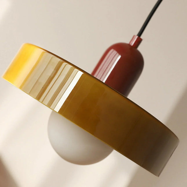 Modern Bauhaus Glass Pendant Light 9.8" – Artistic Colored Glass Hanging Lamp for Dining or Living Room