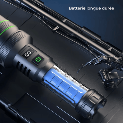 Rechargeable LED Tactical Flashlight with LCD Display & Power Bank Function