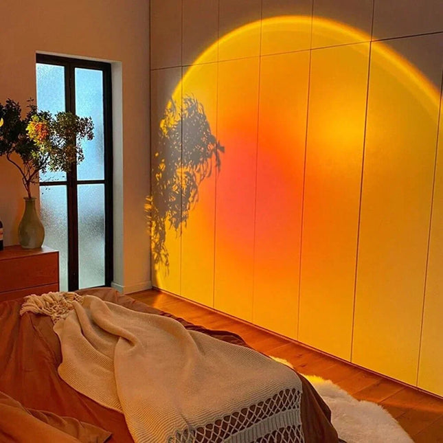 Sunset Projection Lamp – 360° Rotating LED Mood Light for Bedroom, Living Room & Photography | USB-Powered, Adjustable Angle