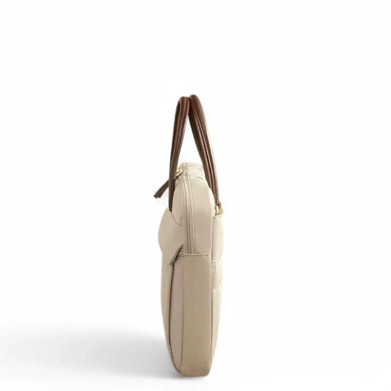 Beige Laptop Tote Bag for Women – Waterproof, Stylish, Fits 15.6" Laptops