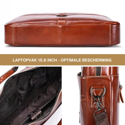 Brown Leather Work Briefcase – Classic Leather Laptop Bag for Men & Women