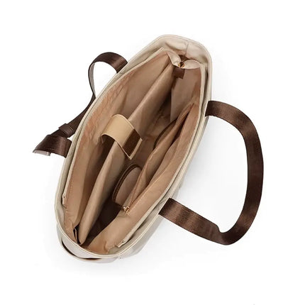 Beige 15.6-Inch Laptop Bag for Women – Lightweight, Stylish, and Protective Tote