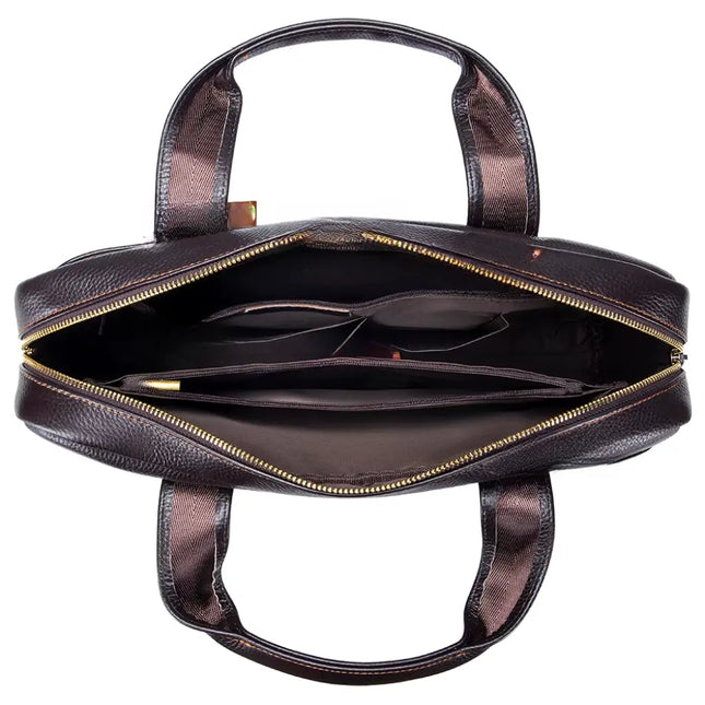 Dark Brown Leather Briefcase – Premium Laptop Work Bag for Men & Women
