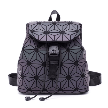 Reflective Holographic Backpack for Women – Adjustable Strap, Geometric Design, Glows in the Dark