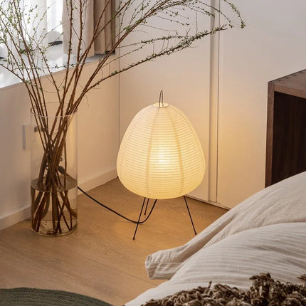 Japanese Rice Paper Table Lamp 14" x 7" – Minimalist Soft Light for Modern Home Décor