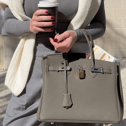 Luxury Women's Leather Shoulder Bag with Lock – Structured PU Tote for Work & Daily Use