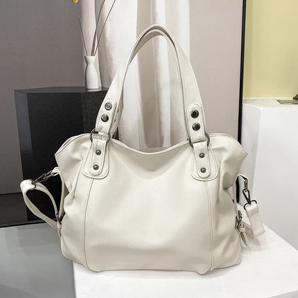 Stylish PU Leather Shoulder Bag – Spacious Tote with Multiple Pockets for Women