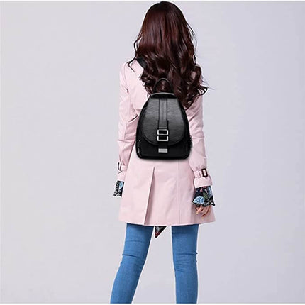 Waterproof Vegan Leather Anti-Theft Backpack for Women – Convertible Rucksack & Handbag with Hidden Zipper