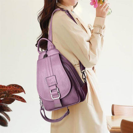 Waterproof Vegan Leather Anti-Theft Backpack for Women – Convertible Rucksack & Handbag with Hidden Zipper