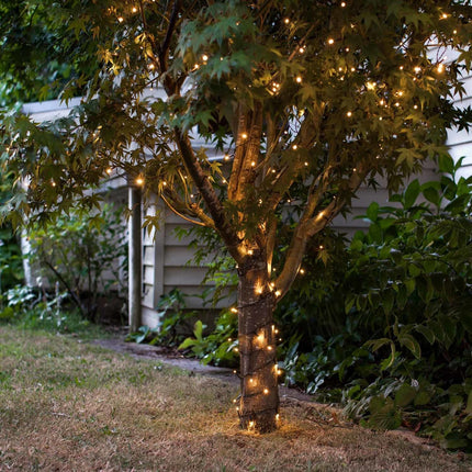 Outdoor Christmas String Lights – 100 Warm White LEDs with Timer & 8 Lighting Modes – 32.5 ft Waterproof Holiday Lights for Patio, Garden & Balcony