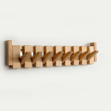 Modern Solid Wood Wall Mounted Coat Rack – Scandinavian Entryway Organizer with Hidden Flip Hooks